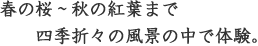 春の桜～秋の紅葉まで四季折々の風景の中で体験